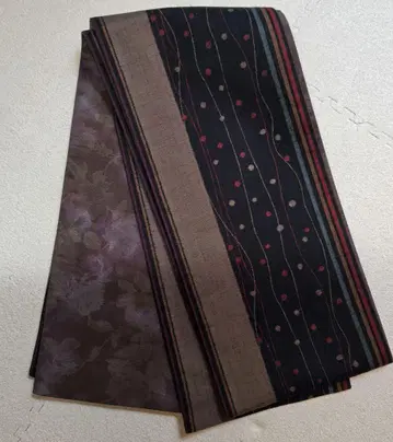 반폭 오비 스트라이프 도트 꽃무늬