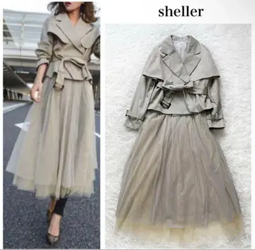 sheller 셰리에 3way 튤 트렌치코트 롱 원피스