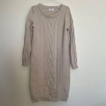 SLOBE iENA 베이지 케이블 짜임 롱 원피스