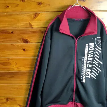 트랙 자켓 저리 블랙 빨간색 와인 레드 디자인 프린트 영문