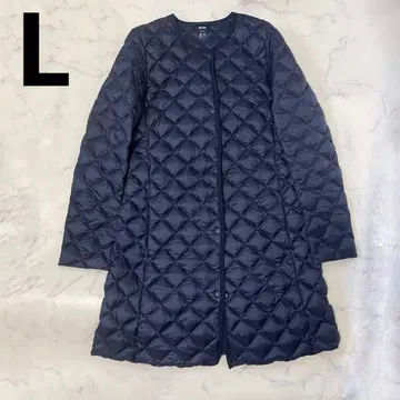 유니클로 울트라 라이트 다운 코트 노카라 코트 네이비 L