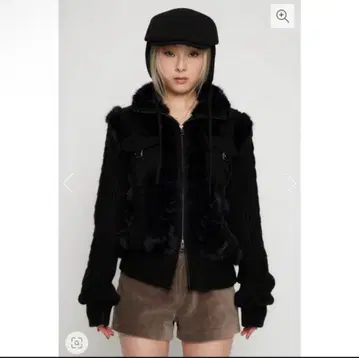 lagua gem 케이블 퍼 니트 블루종 블랙 라구아젬