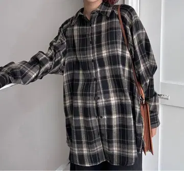 플란넬 멀티 웨이 버튼 루즈 셔츠