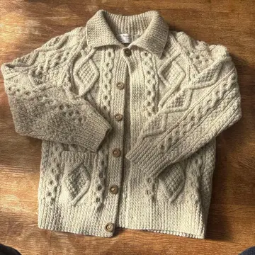 아일랜드 아란 가디건 그레이 베이지