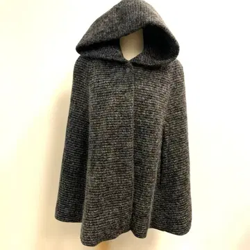 AAKASHA 후드 부착 그레이 계열 케이프 코트