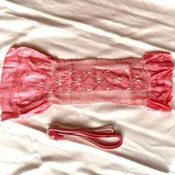 백 오픈  오비 장식 천과 허리띠 핑크