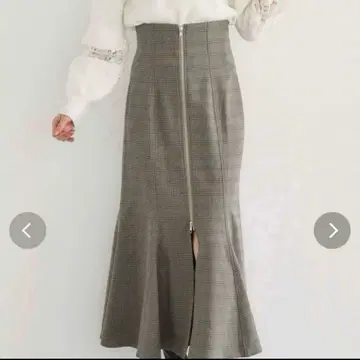 머큐리 듀오 프론트 지퍼 머메이드 롱 스커트 글렌체크