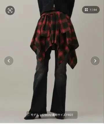 3.3 필드 트립 셔츠풍 체크 미니 스커트 레드 FREE