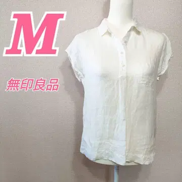 무인양품 M 사이즈 반팔 셔츠 화이트 블라우스 내추럴 캐주얼 코디
