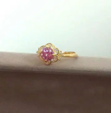 R.made 아루메이도 마리코 길경 핑크 모이사나이트 프리 반지