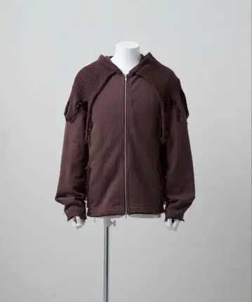 grancy 니트 레이어드 디자인 지퍼 후디