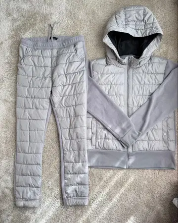 roshell 로쉘 그레이 후드 부착 패딩 자켓 팬츠 셋업