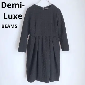 데미룩스 빔즈 원피스 긴팔 무릎 기장 하운드투스 포멀 블랙 S