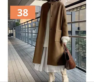 Noble MANTECO 마테코 미들 코트 노카라 38 브라운