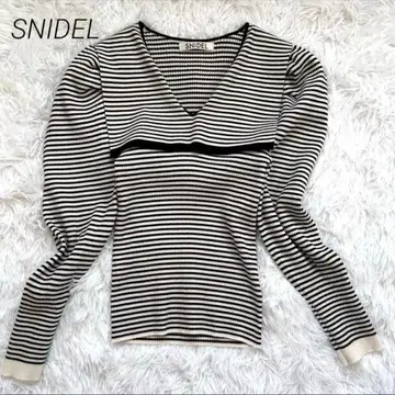 스나이델 스퀘어 칼라 니트 풀오버 보더 snidel 스웨터