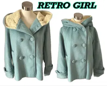 [ RETRO GIRL ] 후드 부착 더플 코트 아우터 민트 그린