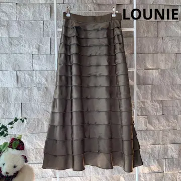 루니 새틴 프릴 스커트 카키 사이즈 36 워셔블