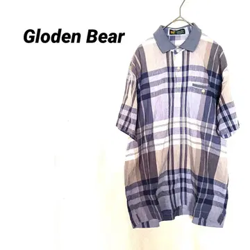 3797K 골든 베어 체크 무늬 피케 셔츠 반팔 상의 캐주얼