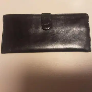 다크 네이비 가죽 장지갑 지퍼 포함