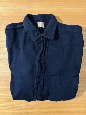 네이비 코튼 긴팔 셔츠