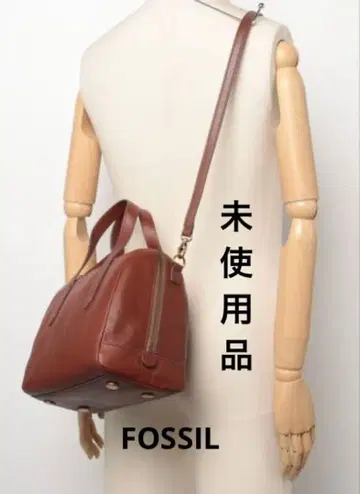 미사용품 FOSSIL 사첼백 여성용 가죽 브라운