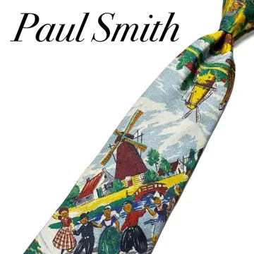 3925 새상품급 폴스미스 넥타이 네덜란드 헤이그 풍차 사슴 꽃