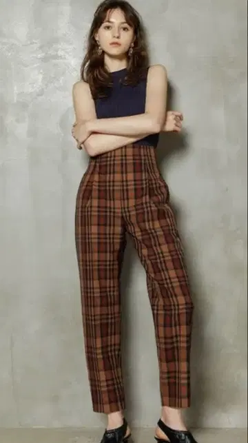 르쉘블루 체크턱 팬츠 36size