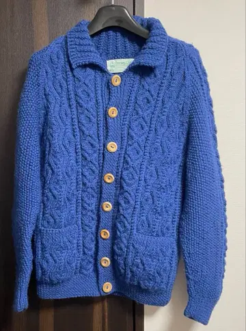 INVERALLAN 블루 3A 케이블 니트 스웨터 남성용 M 사이즈