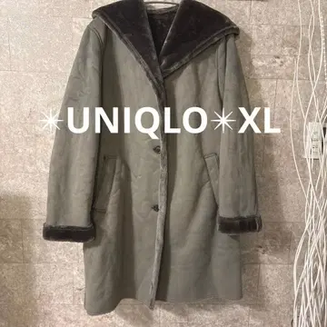 UNIQLO 후드 부착 무스탕 코트 차콜 그레이 XL size
