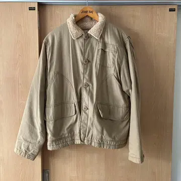 베이지 코튼 플리스 자켓