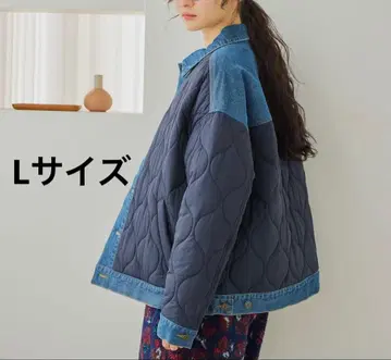 완판 컬러 새상품 니코앤드 데님 퀼트 도킹 자켓 네이비 L