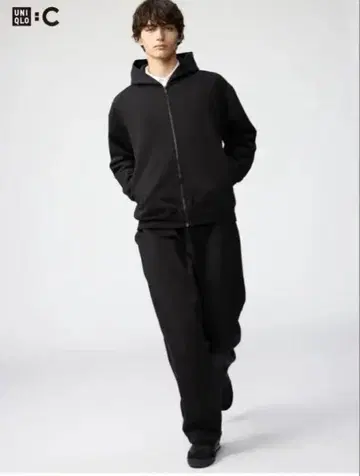 [ 미사용 ] 유니클로C 와이드 스웨트 팬츠 S 사이즈 블랙