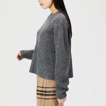 Mila Owen 숏 기장 니트 알파카 미라 오웬 스웨터 그레이