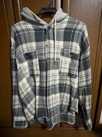 BACK NUMBER 체크 무늬 후드 부착 후드티 M