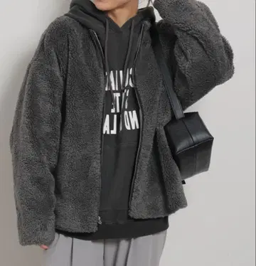 [저널 스탠다드 리룸] 컬 보아 노카라 블루종 세탁 가능 그레이