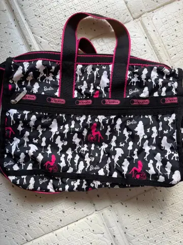 바비 보스턴 백 블랙/화이트/핑크