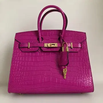 크로커다일 패턴 핸드백 핑크