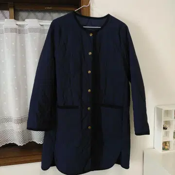 Monaca 노카라 퀼팅 자켓 코트 네이비