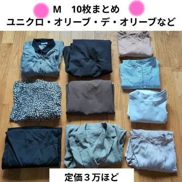 M 10장 묶음 원피스 티셔츠 등 유니클로 올리브 데 올리브 등