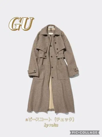 [새상품] GU 2피스 코트 (체크) by roku L