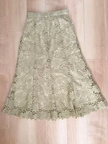 N. [엔도트] 올리브 그린/레이스/플레어 스커트/M