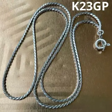 K23GP 목걸이 심플 실버색 화이트 금 도금