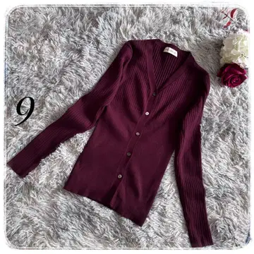 [이네드] 리브 니트 V넥 가디건 / 버건디 9 (M) 슬림 실루엣