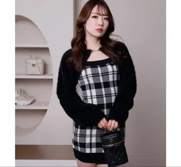 LIP SERVICE 체크 자카드 앙상블 니트 원피스