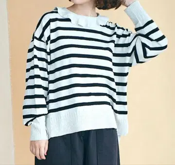 tumugu 랜덤 니트 카라 부착 풀오버