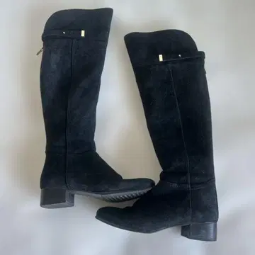 블랙 스웨이드 니하이 부츠 사이드 지퍼