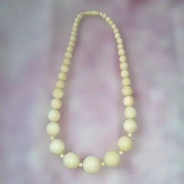 구슬 목걸이 빅볼 아이보리색 약 44cm
