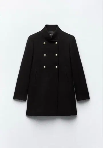 ZARA 더블 브레스트 하이넥 울 블렌드 코트