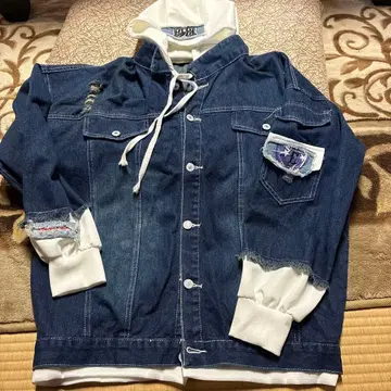 데님 자켓 후드 부착 다크 블루 L