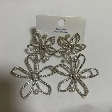 빅 사이즈 플라워 펄 귀걸이 웨딩 브라이덜